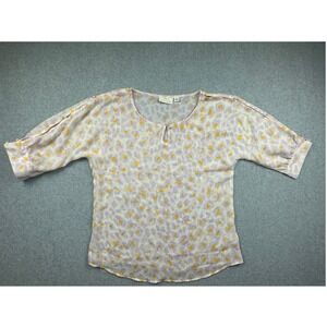 Erin Fetherston Edition Purple Yellow Leopard Print Cold Shoulder Blouse Small